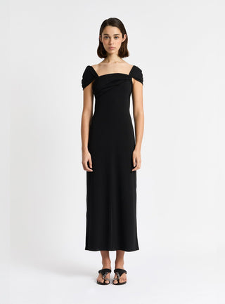  Laagam Sia Black Jersey Midi Dress