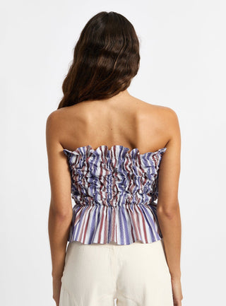  Laagam Susan Blue Striped Ruched Top (Copia)
