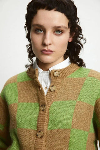 Rita Row Cardigan Ellen Camel/Green