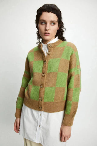 Rita Row Cardigan Ellen Camel/Green