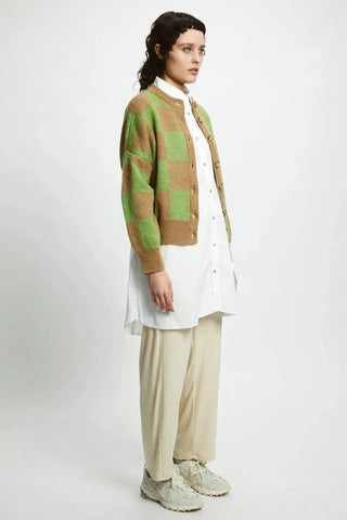 Rita Row Cardigan Ellen Camel/Green