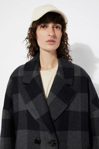  Rita Row Setut Checkered Navy Coat