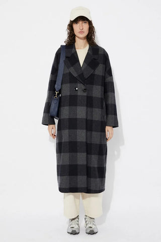  Rita Row Setut Checkered Navy Coat