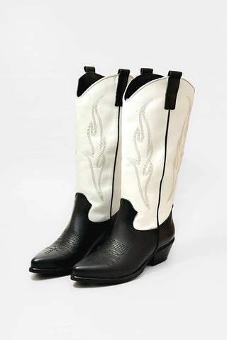 Way Out London Boots Texan Black/White