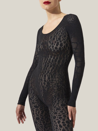 Wolford Reptile Net Jumpsuit Black