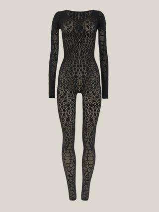Wolford Reptile Net Jumpsuit Black