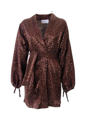  Alessandra Gallo Elvira Brown Sequin Dress